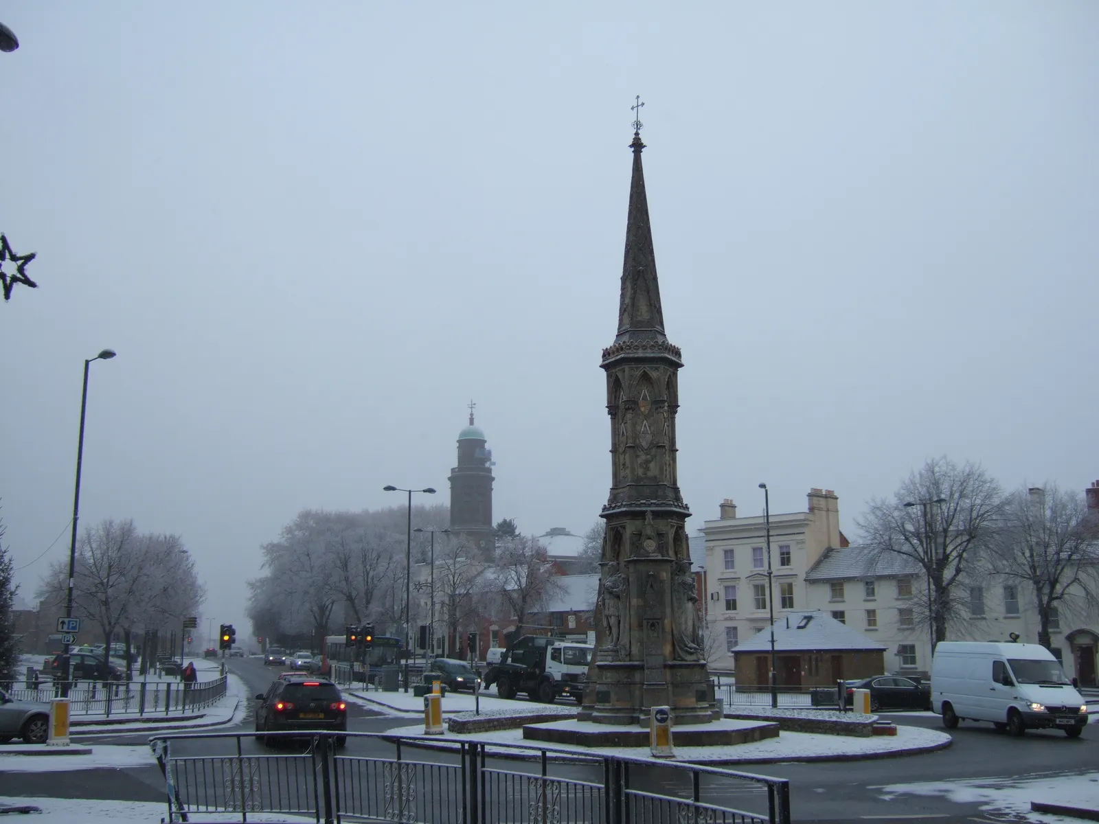Banbury Cross, the landmark cross in the Horsefair area of Banbury, Oxfordshire