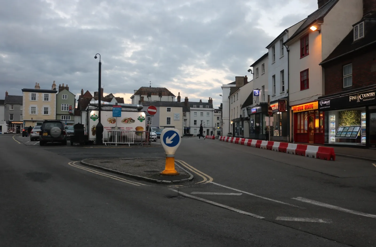 Market Square in Bicester, Oxfordshire, with period buildings and shopfronts