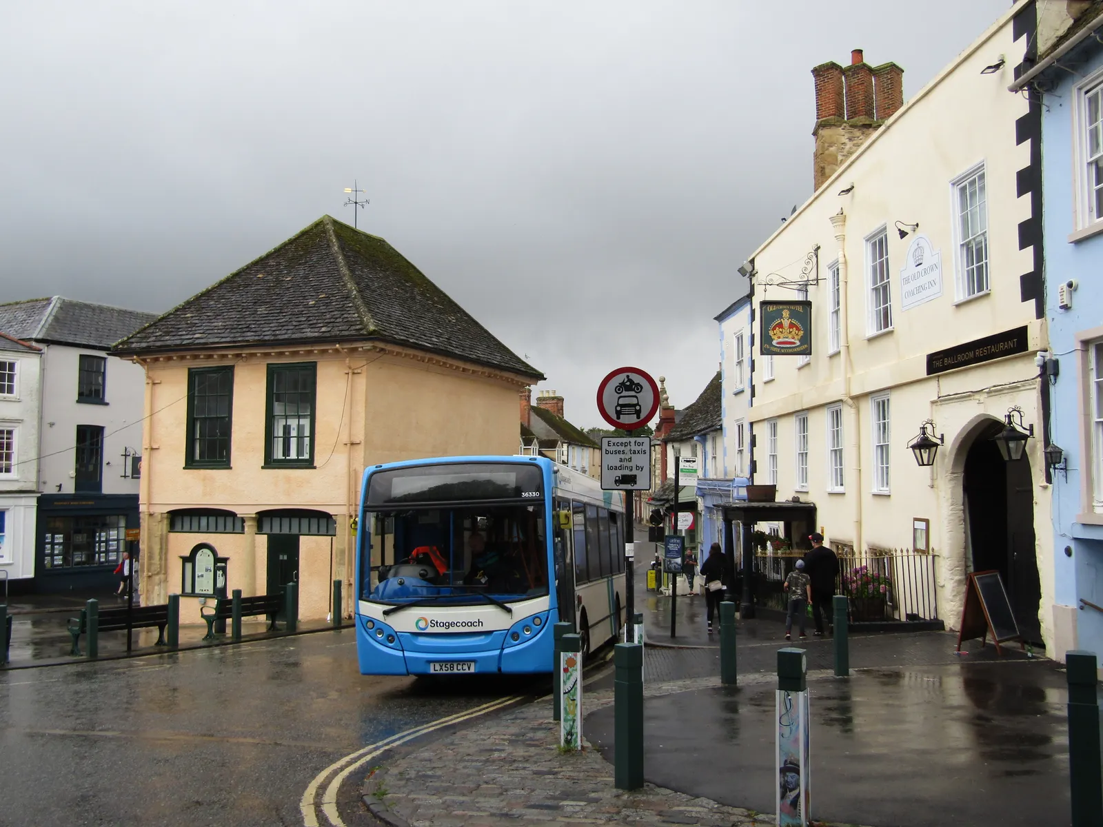Market Place in Faringdon, Oxfordshire, with the market hall and surrounding period buildings