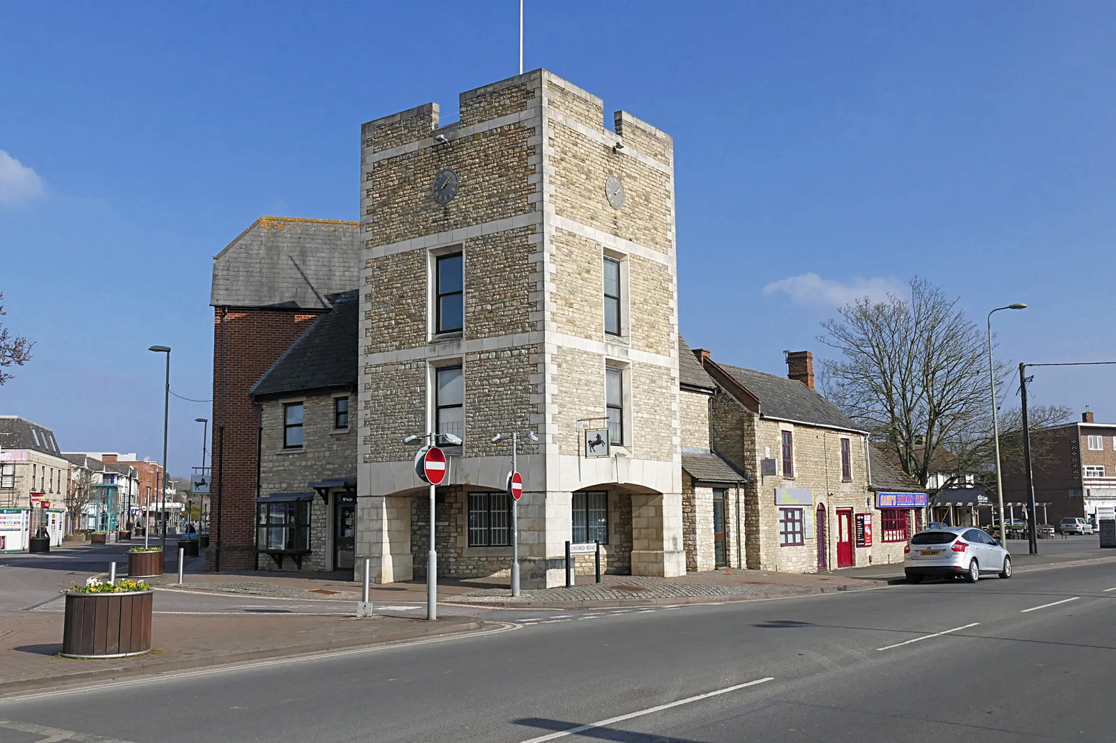 The clock tower on the High Street in Kidlington, Oxfordshire